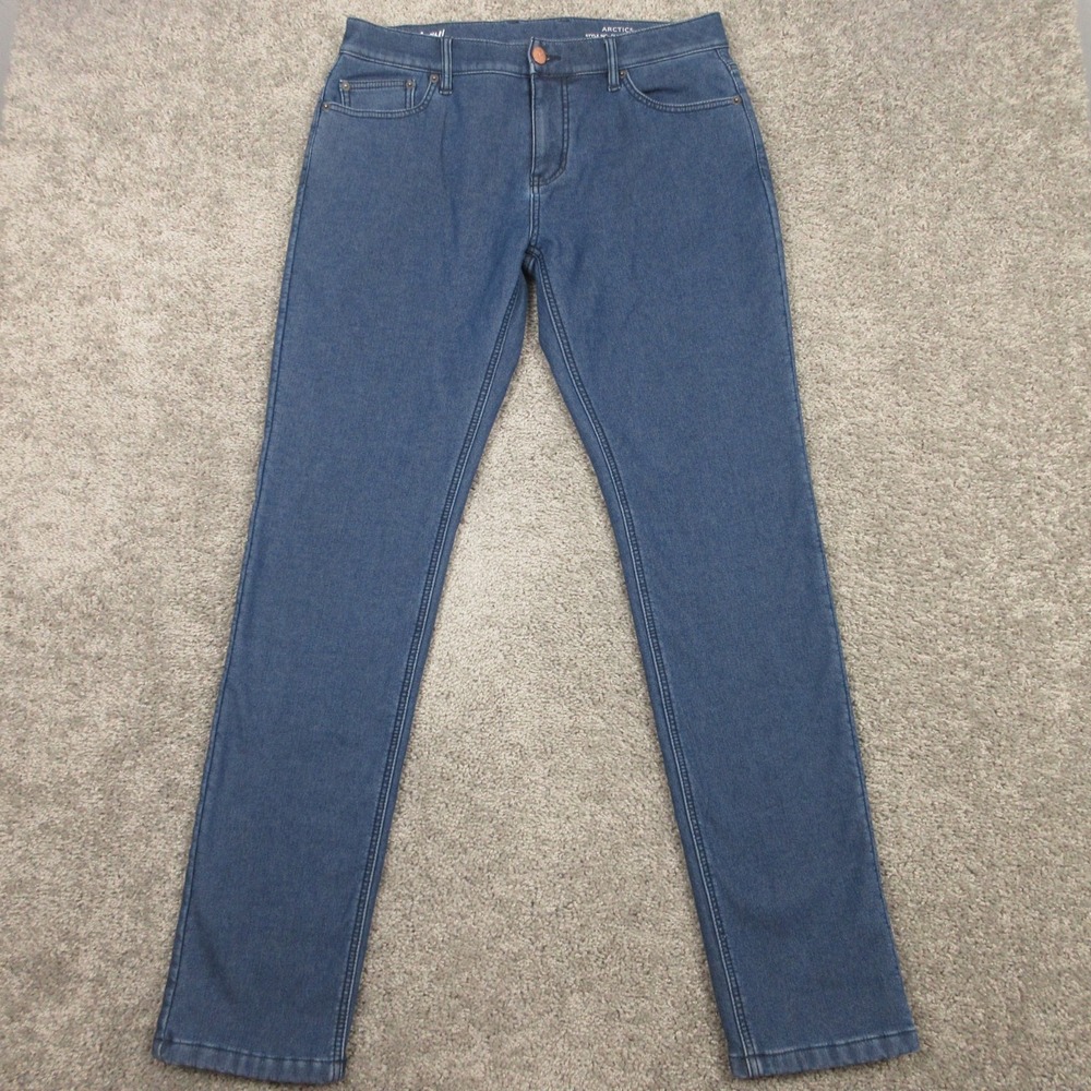 Mugsy Jeans Mens 34x34 Blue Arctics Fleece Lined Straight Flex Warm Denim Pants